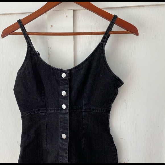 4/$20 Highway Jeans black denim button mini szS - Picture 2 of 4